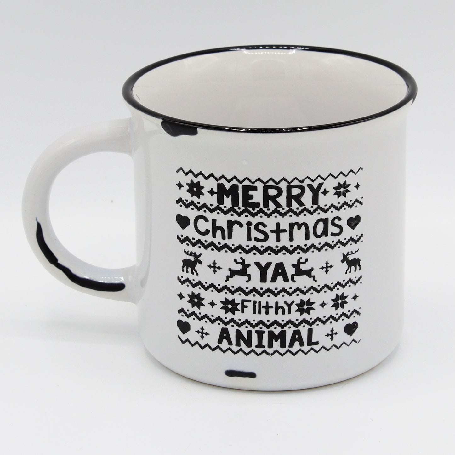 Ugly Christmas Sweater | Christmas Sweater | Ya Filthy Animal | Hand Painted | Coffee Mug | Ceramic Distressed Mug
