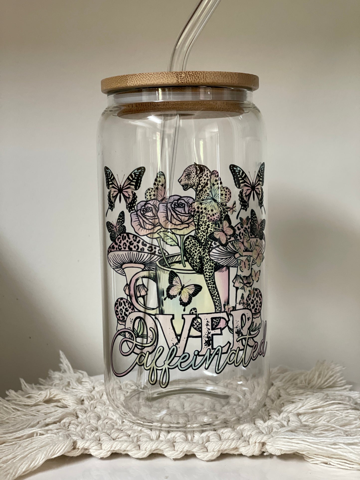 Over Caffeinated | Iced Coffee | Beverage | Beer me | Glass Cup