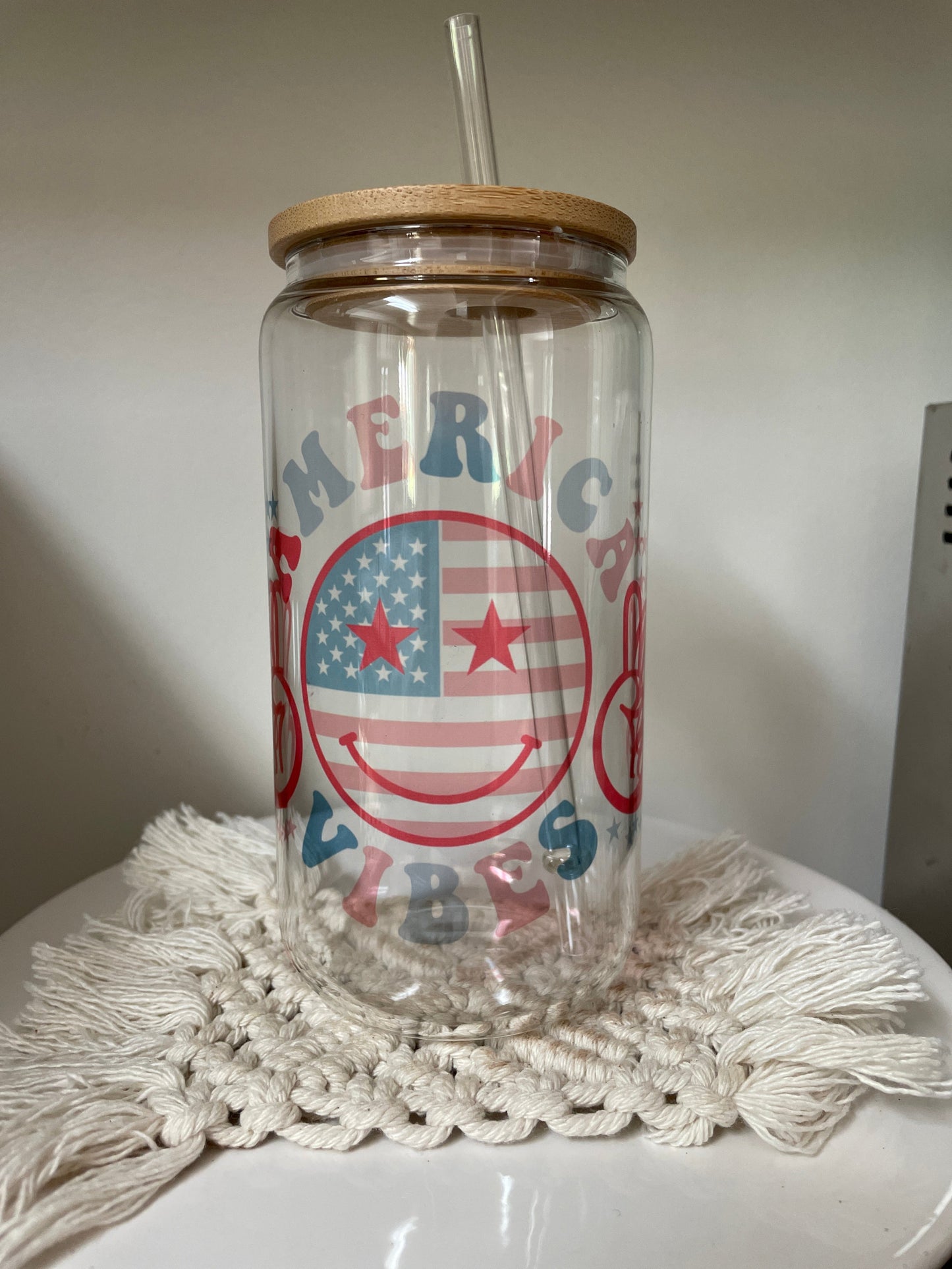 America Vibe | Be happy | Peace | All the Vibes | Merica | Glass Can | America | Pass me a Cold One | July | patriotic | Red White Blue