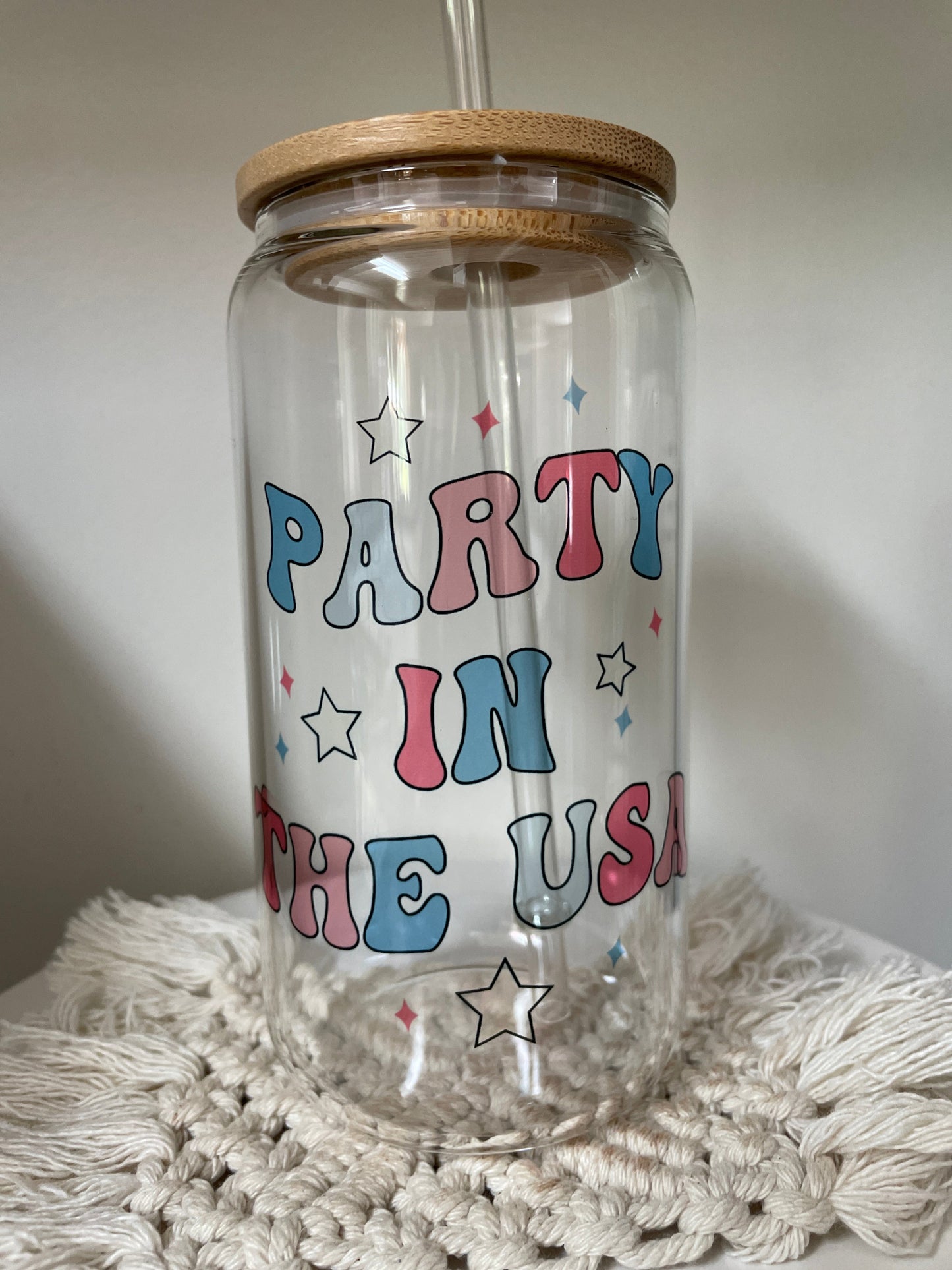 Party in the USA | Merica | Glass Can | America | Pass me a Cold One | July | patriotic | Red White Blue