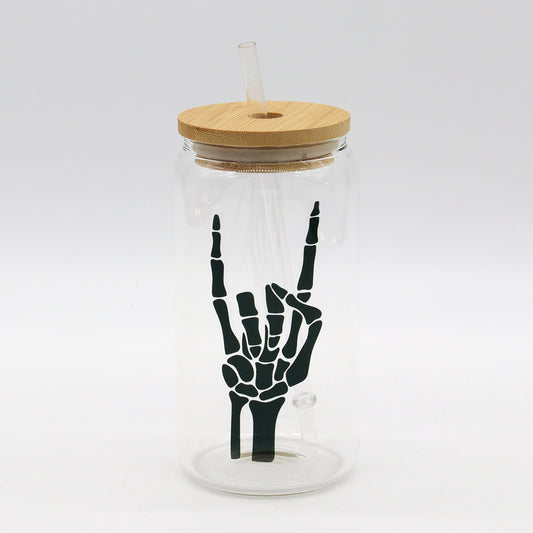 Skeleton Hand | What's Up  | Boho | Beer Can Glass
