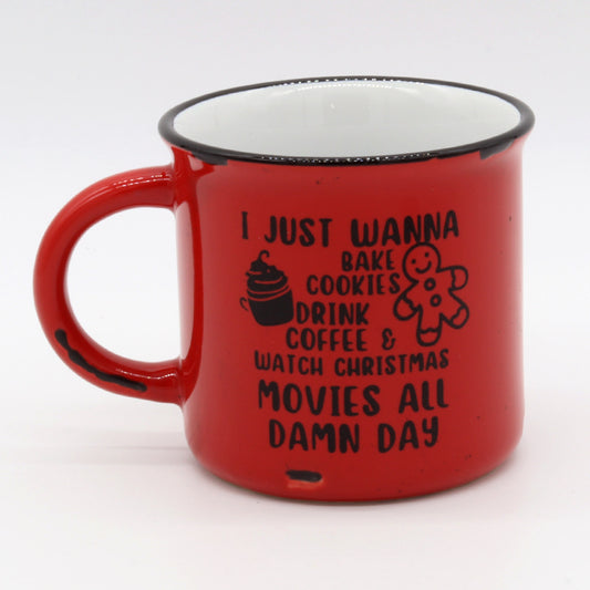Christmas Time | Best Time of Year | I wanna Bake Cookies | Drink Coffee | Chistmas Movies | Coffee Mug | Ceramic Distressed Mug
